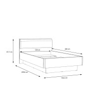Bett >SNOW< mit Kopfteil, in weiß, Innenmaß 120x200cm - 126,2x87,7x209,6cm (BxHxT)