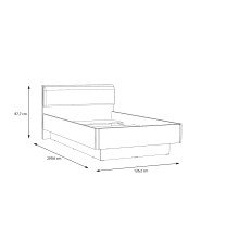 Bett >SNOW< mit Kopfteil, in weiß, Innenmaß 120x200cm - 126,2x87,7x209,6cm (BxHxT)