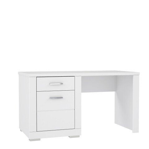 Schreibtisch >SNOW< 1 Tür, 1 Schublade, in weiß - 138x75,9x67,4cm (BxHxT)