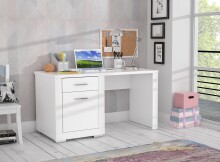 Schreibtisch >SNOW< 1 Tür, 1 Schublade, in weiß - 138x75,9x67,4cm (BxHxT)