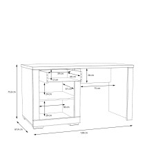 Schreibtisch >SNOW< 1 Tür, 1 Schublade, in weiß - 138x75,9x67,4cm (BxHxT)