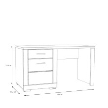 Schreibtisch >SNOW< 1 Tür, 1 Schublade, in weiß - 138x75,9x67,4cm (BxHxT)