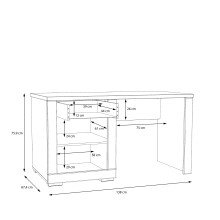 Schreibtisch >SNOW< 1 Tür, 1 Schublade, in weiß - 138x75,9x67,4cm (BxHxT)