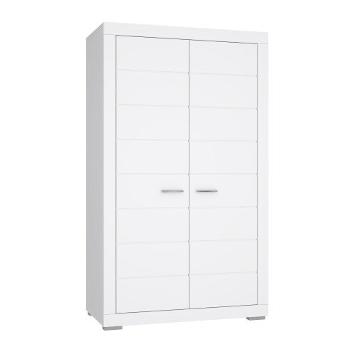 Kleiderschrank >SNOW< 2 Türen, 1 Stange, 1 Boden, in weiß - 116x198,5x59,3cm (BxHxT)
