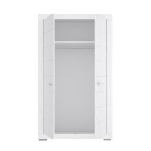 Kleiderschrank >SNOW< 2 Türen, 1 Stange, 1 Boden, in weiß - 116x198,5x59,3cm (BxHxT)