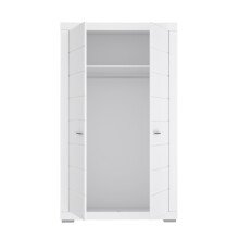 Kleiderschrank >SNOW< 2 Türen, 1 Stange, 1 Boden, in weiß - 116x198,5x59,3cm (BxHxT)