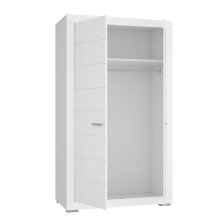 Kleiderschrank >SNOW< 2 Türen, 1 Stange, 1 Boden, in weiß - 116x198,5x59,3cm (BxHxT)
