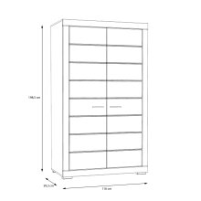 Kleiderschrank >SNOW< 2 Türen, 1 Stange, 1 Boden, in weiß - 116x198,5x59,3cm (BxHxT)