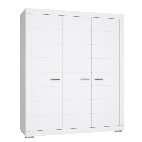 Kleiderschrank >SNOW< 3 Türen, 1 Stange, 7 Fächer, in weiß - 165,7x198,5x59,3cm (BxHxT)