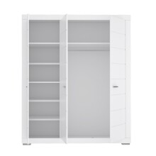 Kleiderschrank >SNOW< 3 Türen, 1 Stange, 7 Fächer, in weiß - 165,7x198,5x59,3cm (BxHxT)