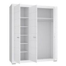 Kleiderschrank >SNOW< 3 Türen, 1 Stange, 7 Fächer, in weiß - 165,7x198,5x59,3cm (BxHxT)