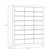 Kleiderschrank >SNOW< 3 Türen, 1 Stange, 7 Fächer, in weiß - 165,7x198,5x59,3cm (BxHxT)