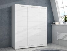 Kleiderschrank >SNOW< 3 Türen, 1 Stange, 7 Fächer, in weiß - 165,7x198,5x59,3cm (BxHxT)