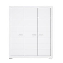 Kleiderschrank >SNOW< 3 Türen, 1 Stange, 7 Fächer, in weiß - 165,7x198,5x59,3cm (BxHxT)