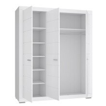 Kleiderschrank >SNOW< 3 Türen, 1 Stange, 7 Fächer, in weiß - 165,7x198,5x59,3cm (BxHxT)