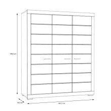 Kleiderschrank >SNOW< 3 Türen, 1 Stange, 7 Fächer, in weiß - 165,7x198,5x59,3cm (BxHxT)