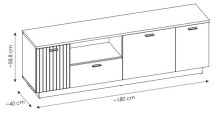 Wohnwand >Alverno< (2-teilig) Asche / Evoke Eiche - 180x165x40 (BxHxT)