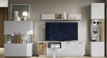 Wohnwand >Alverno< (2-teilig) Asche / Evoke Eiche - 180x165x40 (BxHxT)