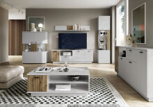 Wohnwand >Alverno< (2-teilig) Asche / Evoke Eiche - 180x165x40 (BxHxT)
