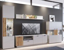 Wohnwand >Alverno< (3-teilig) Asche / Evoke Eiche - 232x208x40 BxHxT