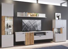 Wohnwand >Alverno< (3-teilig) Asche / Evoke Eiche - 290x165x40 BxHxT