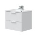 Waschbeckenunterschrank >ONE< 2 Schübe, Softclose, Weiß Hochglanz  - 60x50x45 (BxHxT)