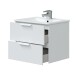 Waschbeckenunterschrank >ONE< 2 Schübe, Softclose, Weiß Hochglanz  - 60x50x45 (BxHxT)