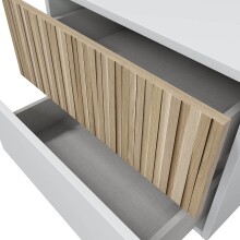 Nachttisch >NOITE< 2 Schübe, Artik Weiß / Naturholz Dekor - 50x41,5x34 (BxHxT)