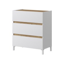 Kommode >TEMPUS< 3 Schübe, Artik Weiß / Nodi Eiche Dekor - 79x90x41 (BxHxT)