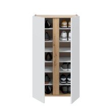Schuhschrank >TEMPUS< 2 Türen, 6 Böden, Nodi Eiche Dekor / Artik Weiß - 56,5x102x35 (BxHxT)