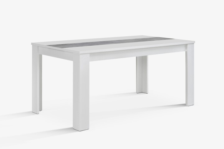 Esstisch >DINING TABLES< in Betonoptik Lichtgrau / Weiss - 160x74,7x90cm (BxHxT)