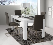Esstisch >DINING TABLES< in Betonoptik Lichtgrau / Weiss - 160x74,7x90cm (BxHxT)