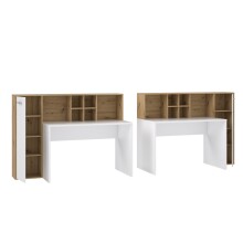 Schreibtisch >ERIADU< 1 Tür, Artisan Eiche Dekor / Weiss - 158x116x66cm (BxHxT)