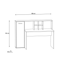 Schreibtisch >ERIADU< 1 Tür, Artisan Eiche Dekor / Weiss - 158x116x66cm (BxHxT)