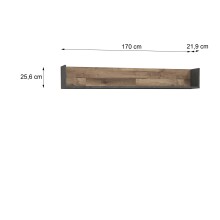 Wandboard >HUD< in Stabeiche Dekor / Betonoptik Dunkelgrau - 170x25,6x21,9cm (BxHxT)