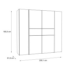 Dreh-/Schwebetürenschrank >KALIXTUS< 8 Böden, 2 Stangen, Sonoma Eiche Dekor/ Weiss - 200x190,5x61,6cm BxHxT