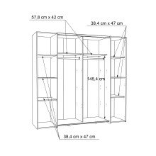 Dreh-/Schwebetürenschrank >KALIXTUS< 8 Böden, 2 Stangen, Sonoma Eiche Dekor/ Weiss - 200x190,5x61,6cm BxHxT
