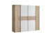 Dreh-/Schwebetürenschrank >KALIXTUS< 8 Böden, 2 Stangen, Sonoma Eiche Dekor/ Weiss - 200x190,5x61,6cm BxHxT