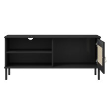 Lowboard >WZ-0800< 1 Tür, 2 Fächer, Kiefer massiv schwarz lackiert - 105x47x10 (BxHxT)