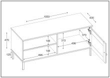 Lowboard >WZ-0800< 1 Tür, 2 Fächer, Kiefer massiv schwarz lackiert - 105x47x10 (BxHxT)