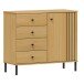 Sideboard >WZ-0801< 4 Schübe, 1 Tür, Kiefer massiv eichefarbig lackiert - 90x80x40 (BxHxT)