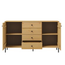 Sideboard >WZ-0801< 4xSchub, 2xTür, Kiefer massiv eichefarbig lackiert - 140x80x40cm B/H/T