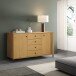 Sideboard >WZ-0801< 4xSchub, 2xTür, Kiefer massiv eichefarbig lackiert - 140x80x40cm B/H/T