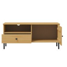 Lowboard >WZ-0801< 1 Tür, 1 Schub, Kiefer massiv eichefarbig lackiert - 105x47x40cm B/H/T