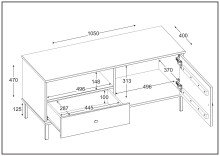 Lowboard >WZ-0801< 1 Tür, 1 Schub, Kiefer massiv eichefarbig lackiert - 105x47x40cm B/H/T