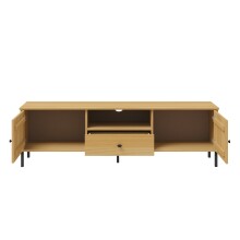 Lowboard >WZ-0801< 2 Türen, 1 Schub, Kiefer massiv eichefarbig lack - 158x47x40cm (B/H/T)