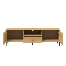Lowboard >WZ-0801< 2 Türen, 1 Schub, Kiefer massiv eichefarbig lack - 158x47x40cm (B/H/T)