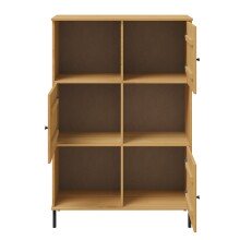 Standregal >WZ-0801< 3 Türen, 3 Fächer, Kiefer massiv eichefarbig lack - 95x141x40 (BxHxT)