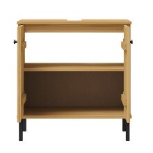 Waschbeckenunterschrank >WZ-0801< 2 Türen, Kiefer massiv eichefarbig lackiert - 62x65x40cm (B/H/T)