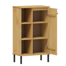 Kommode >WZ-0801< 1 Tür, 3 Fächer, Kiefer massiv eichefarbig lackiert - 52x90x32 (BxHxT)